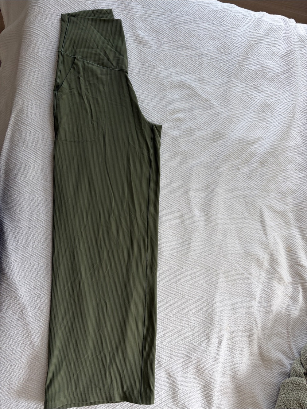 aerie Olive Ribbed Wide-Leg Pants